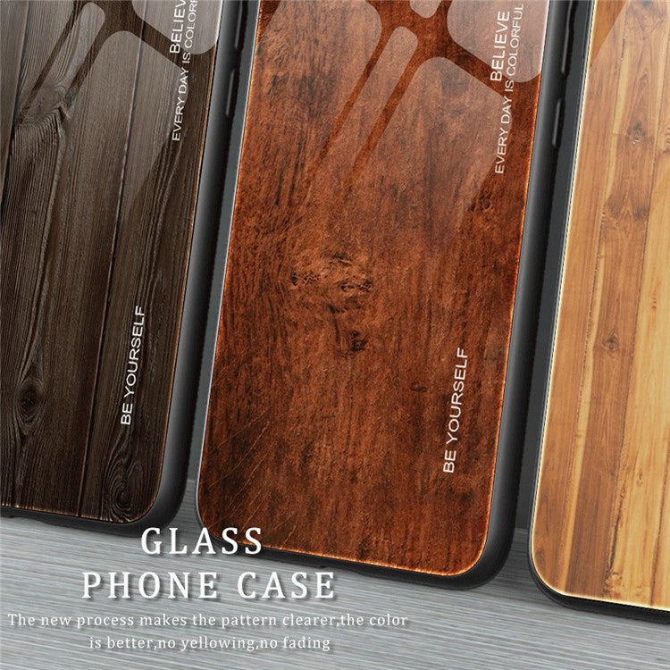 Wooden Pattern Phone Case For Huawei Mate 50 Pro 4G, Wear-resistant Tempered Glass + TPU Protective Phone Cover - Grey