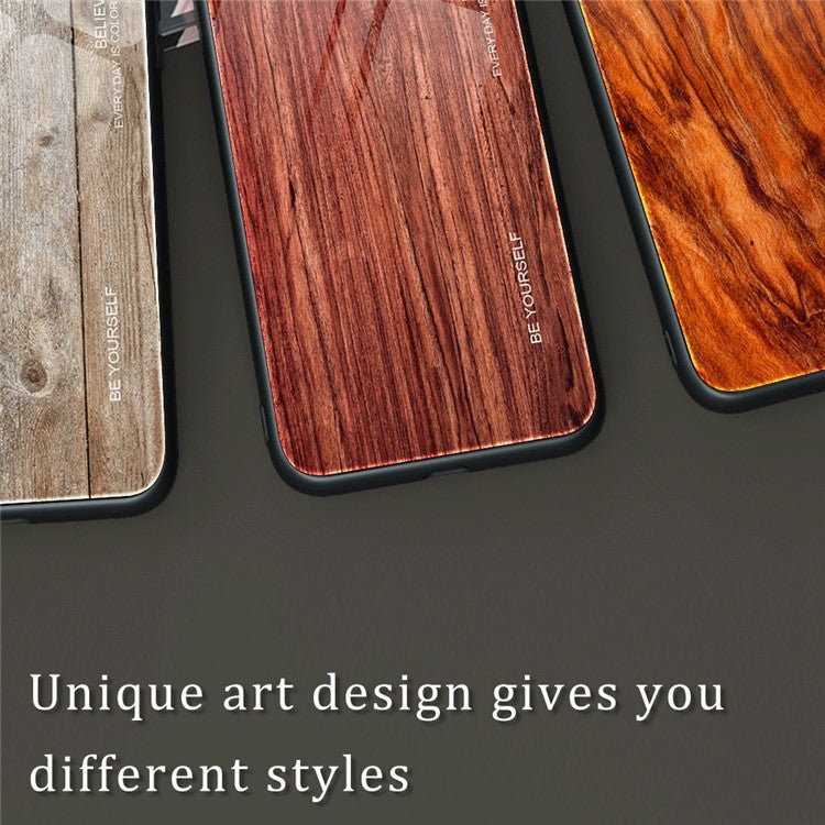 Wooden Pattern Phone Case For Huawei Mate 50 Pro 4G, Wear-resistant Tempered Glass + TPU Protective Phone Cover - Grey