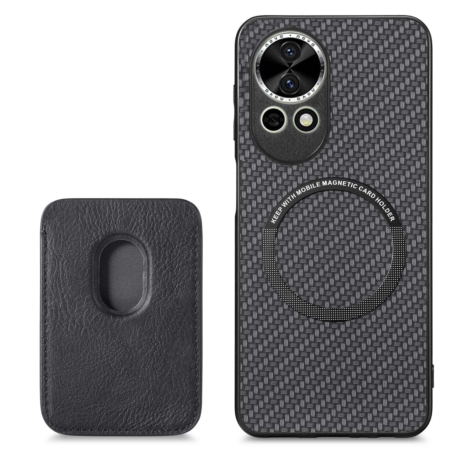 For Huawei nova 13 5G Case Magnetic Detachable Card Holder Phone Back Cover - Black