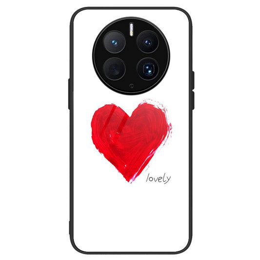 For Huawei Mate 50 Pro 4G Pattern Printing Tempered Glass Phone Case Hard PC Soft TPU Frame Anti-Scratch Shockproof Cover - Lovely