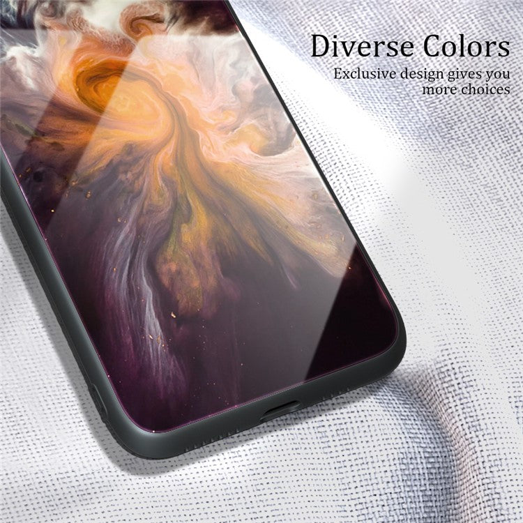 For Huawei Mate 50 Pro 4G Marble Pattern Printing Design Tempered Glass Back Case Flexible TPU Edge Phone Cover - DL01