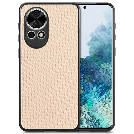 For Huawei nova 13 5G Case Carbon Fiber Texture PU Leather + PC + TPU Phone Cover - Apricot