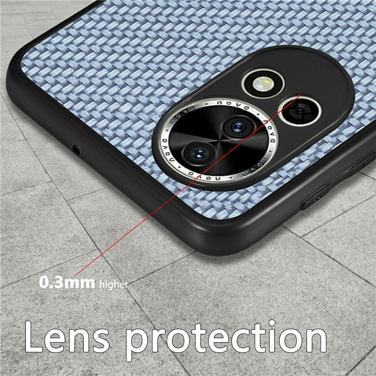 For Huawei nova 13 5G Case Carbon Fiber Texture PU Leather + PC + TPU Phone Cover - Apricot