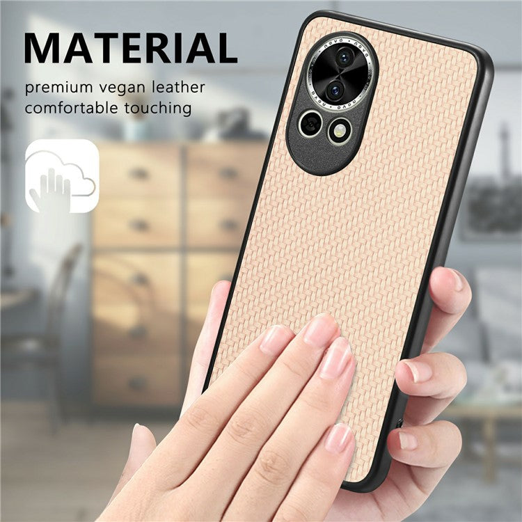 For Huawei nova 13 5G Case Carbon Fiber Texture PU Leather + PC + TPU Phone Cover - Apricot
