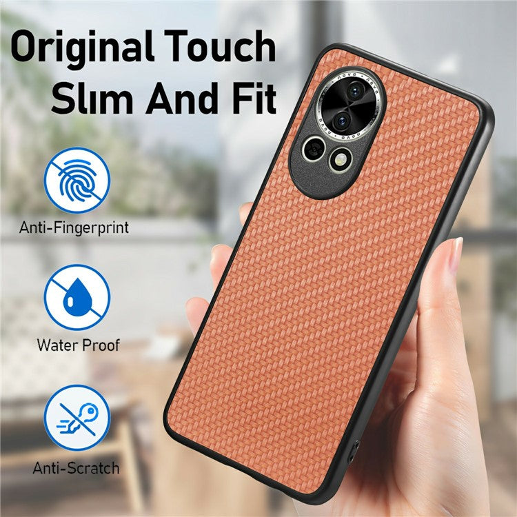For Huawei nova 13 5G Case Carbon Fiber Texture PU Leather + PC + TPU Phone Cover - Apricot