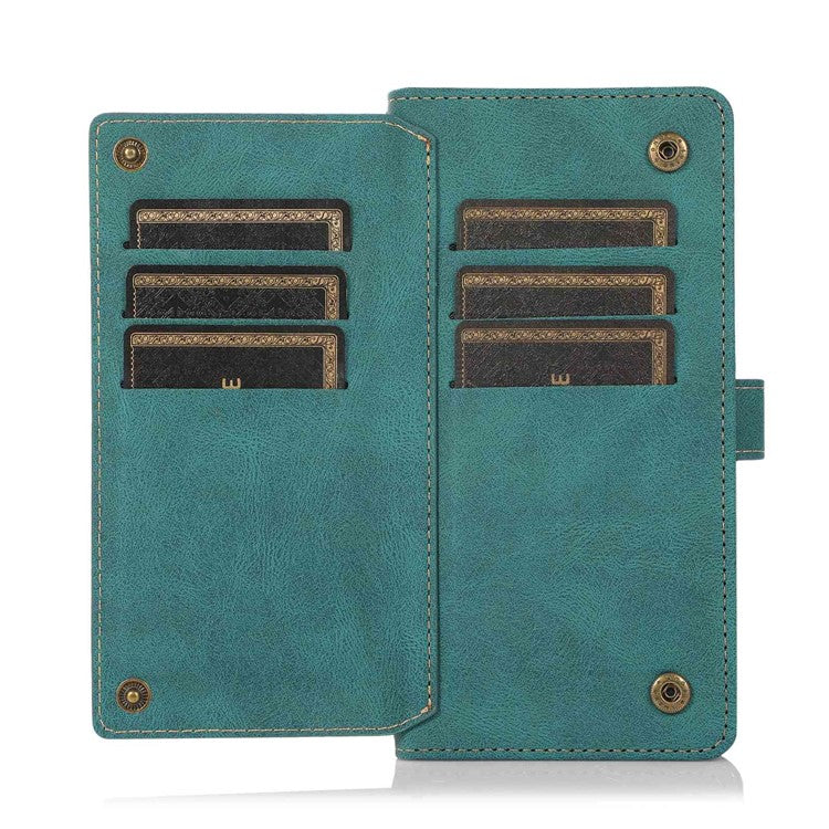 Full Protection Phone Case For iPhone 14 Plus, PU Leather Flip Folio Wallet Cover Stand with Multiple Card Slots - Green
