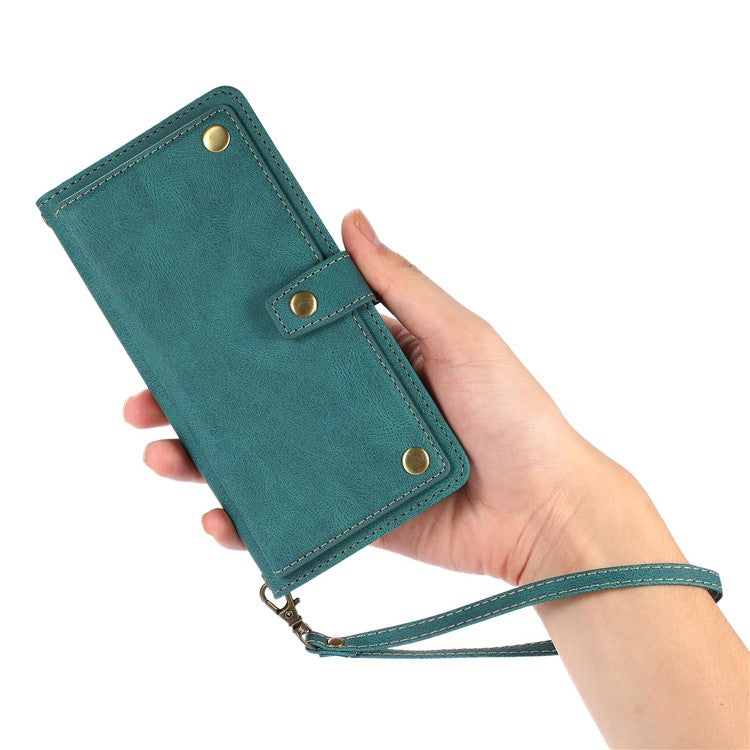Full Protection Phone Case For iPhone 14 Plus, PU Leather Flip Folio Wallet Cover Stand with Multiple Card Slots - Green