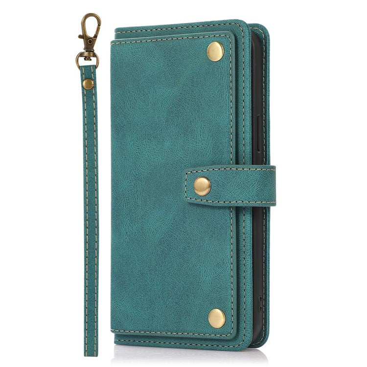 Full Protection Phone Case For iPhone 14 Plus, PU Leather Flip Folio Wallet Cover Stand with Multiple Card Slots - Green