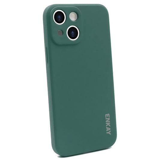 ENKAY HAT PRINCE For iPhone 14 Plus Flexible Liquid Silicone Phone Cover Straight Edge Precise Cutout Phone Back Case - Blackish Green