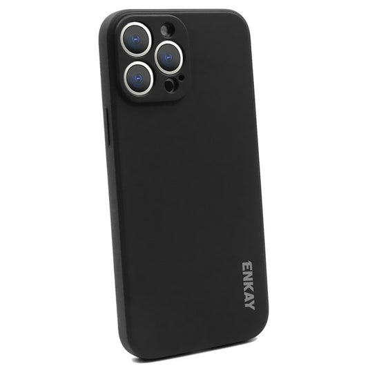ENKAY HAT PRINCE Cell Phone Case for iPhone 14 Pro Max, Liquid Silicone Straight Edge Precise Cutout Anti-scratch Phone Shell - Black