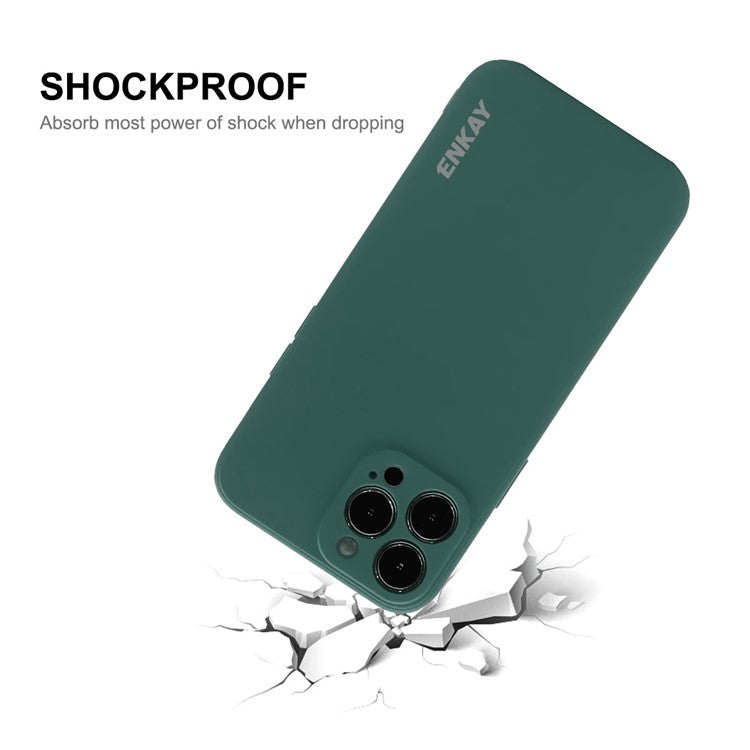 ENKAY HAT PRINCE Cell Phone Case for iPhone 14 Pro Max, Liquid Silicone Straight Edge Precise Cutout Anti-scratch Phone Shell - Black