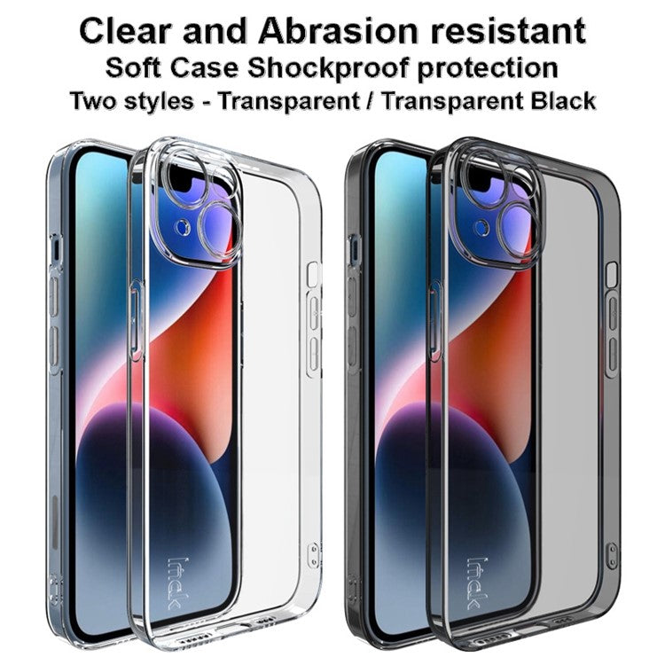 IMAK UX-5 Series for iPhone 14 Clear Anti-dust Phone Case Flexible TPU Phone Shell Back Cover - Transparent Black