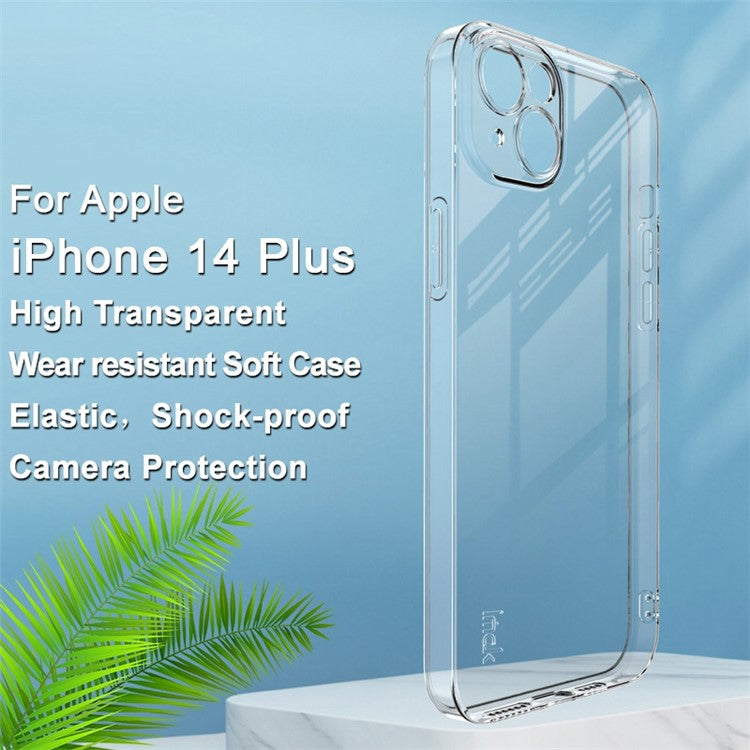 IMAK UX-5 Series for iPhone 14 Plus Anti-fingerprint TPU Phone Case Super Slim Anti-dust Phone Back Cover - Transparent
