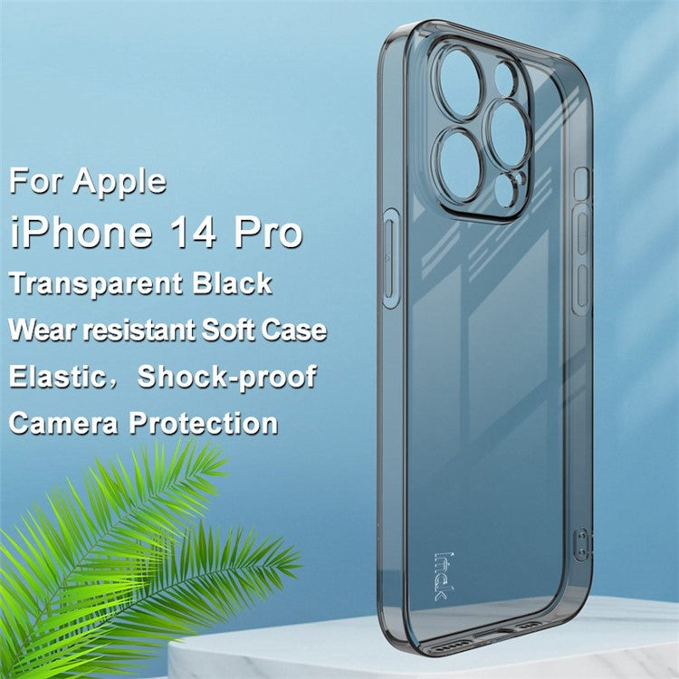 IMAK UX-5 Series for iPhone 14 Pro Flexible TPU Phone Shell Super Transparent Anti-dust Phone Case - Transparent Black