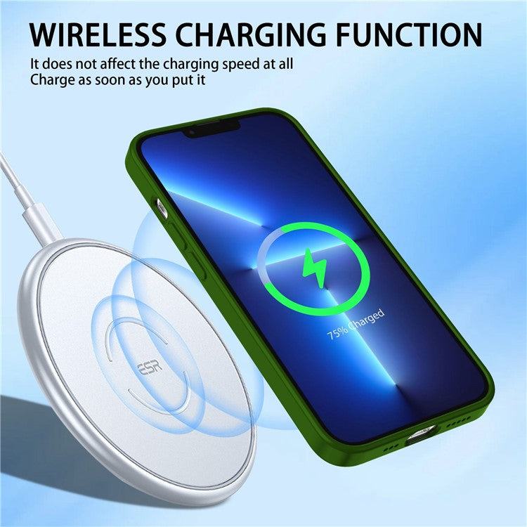 Magnetic Case for iPhone 14 Pro Max Anti-Fingerprint Phone Case Soft TPU Hard PC Shockproof Cover with Metal Lens Protection - Green