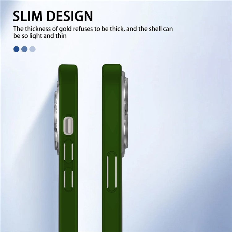 Magnetic Case for iPhone 14 Pro Max Anti-Fingerprint Phone Case Soft TPU Hard PC Shockproof Cover with Metal Lens Protection - Green