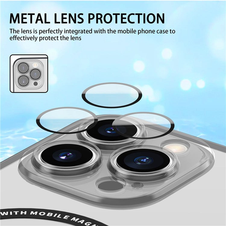 Magnetic Case for iPhone 14 Pro Max Anti-Fingerprint Phone Case Soft TPU Hard PC Shockproof Cover with Metal Lens Protection - Green