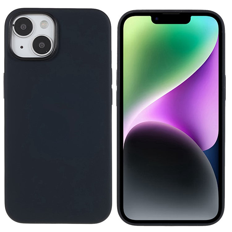 Anti-Fall Phone Case for iPhone 14 Protective Liquid Silicone Case Anti-Scratch Phone Cover - Black