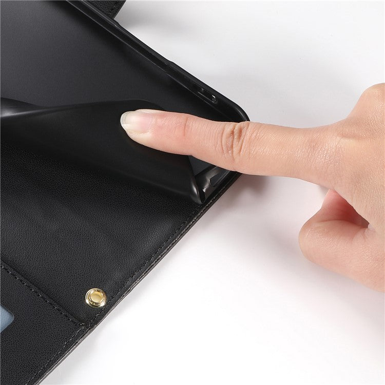 For Xiaomi Redmi Note 13 Pro+ 5G Case Rhombus Stitching Wallet Stand Leather Phone Cover with Long  /  Short Strap - Black