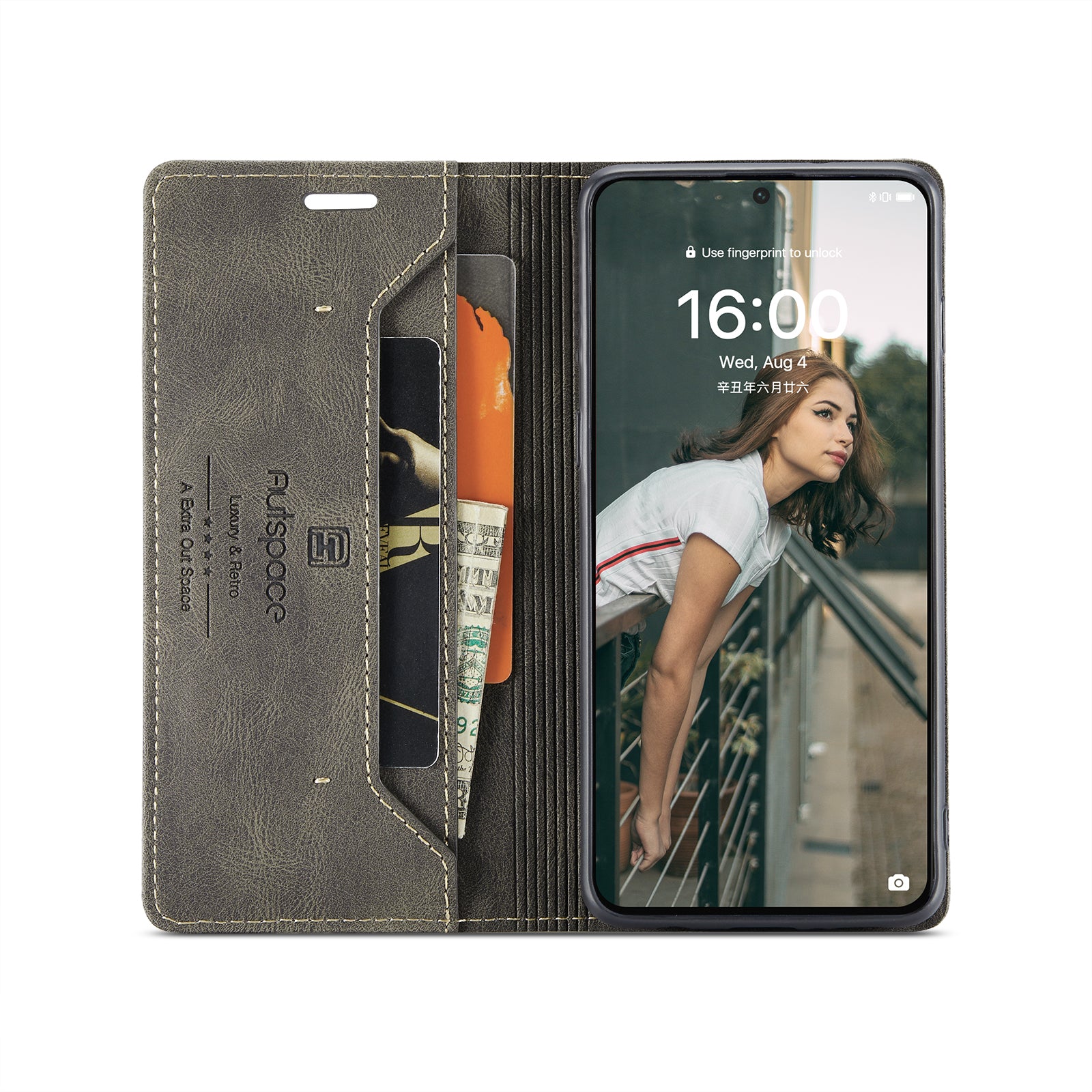 For Huawei P50E / Huawei P50 4G Wallet Case AUTSPACE A01 Leather Stand Cover with RFID Blocking Card Holder - Coffee