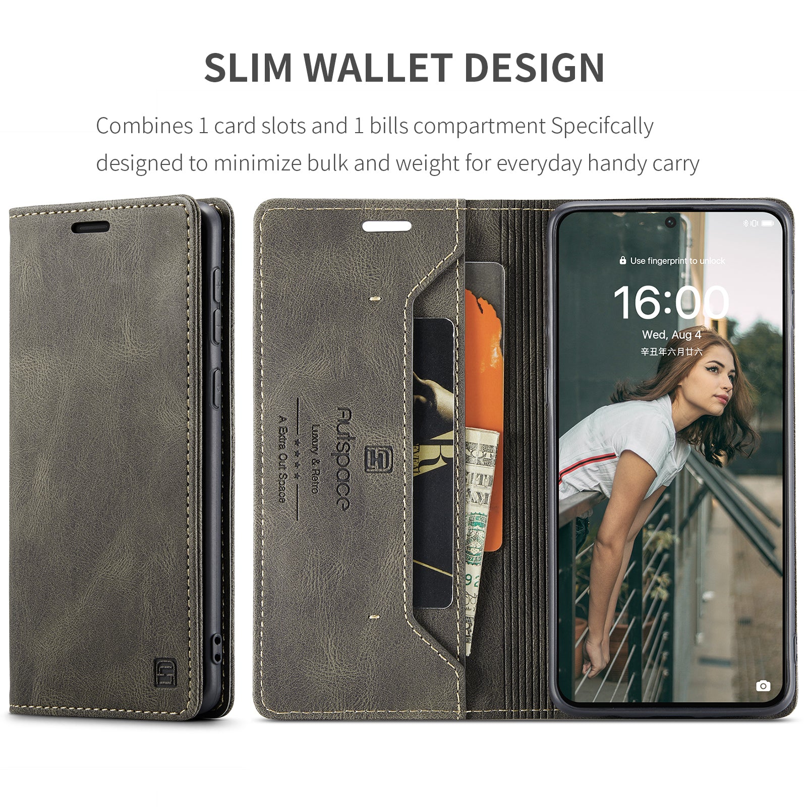 For Huawei P50E / Huawei P50 4G Wallet Case AUTSPACE A01 Leather Stand Cover with RFID Blocking Card Holder - Coffee