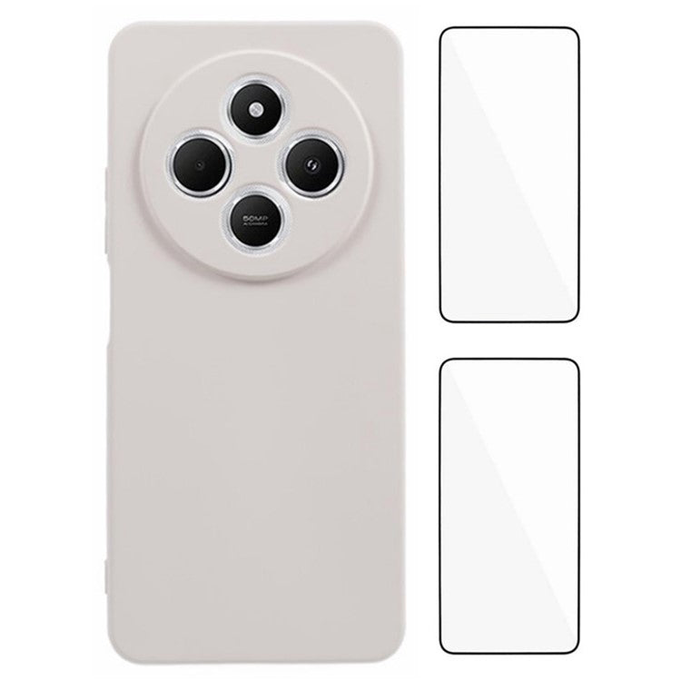 WANLONFENG RB3 Series Phone Case For Xiaomi Redmi 14C 4G / 14R 5G / Poco C75 4G Soft TPU Back Cover with 2Pcs Screen Film - White