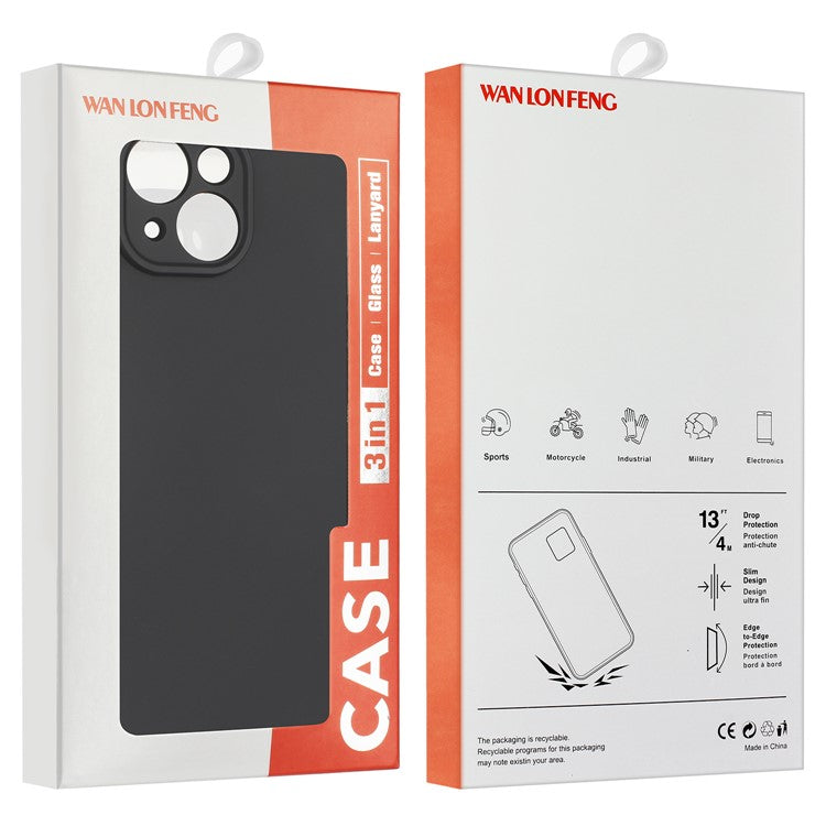 WANLONFENG RB3 Series Phone Case For Xiaomi Redmi 14C 4G / 14R 5G / Poco C75 4G Soft TPU Back Cover with 2Pcs Screen Film - White
