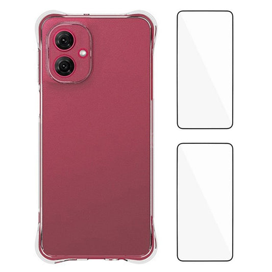 WANLONFENG WL2 Series for Motorola Moto G55 5G Case 2.0mm TPU Precise Cutouts Phone Cover with 2Pcs Tempered Glass Films