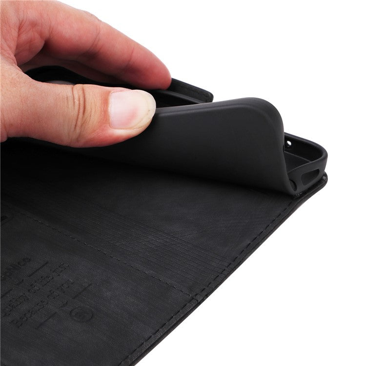 BETOPNICE 001 For Motorola Moto E20 / E30 / E40 Imprinted Stitching Line PU Leather Wallet Case Foldable Stand Protective Cover with Strap - Black