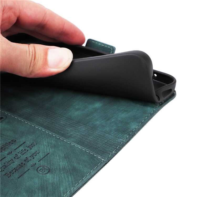 BETOPNICE 001 For Motorola Moto E20 / E30 / E40 Imprinted Stitching Line PU Leather Wallet Case Foldable Stand Protective Cover with Strap - Green