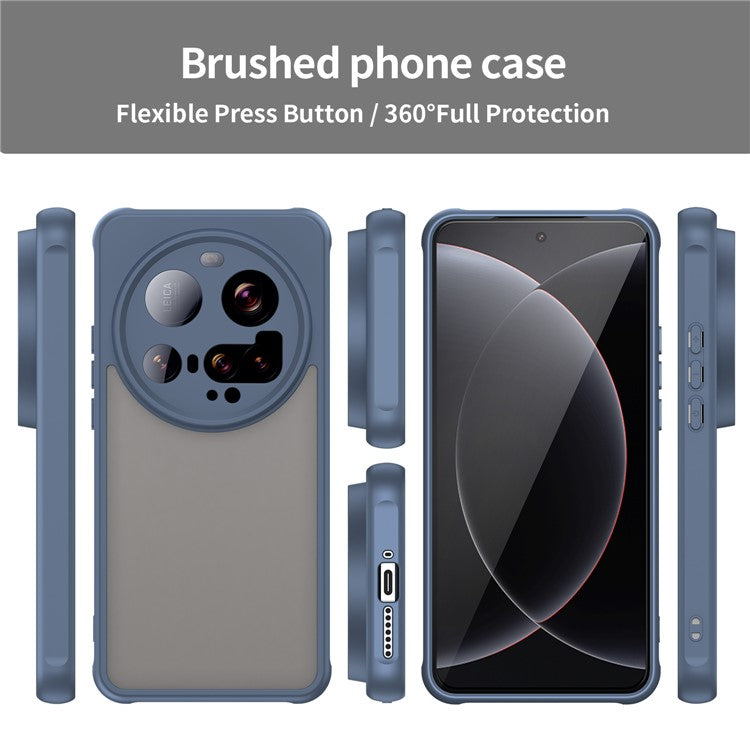 For Xiaomi 15 Ultra Case Drop Proof Airbags Frosted Translucent PC + TPU Phone Back Cover - Blue