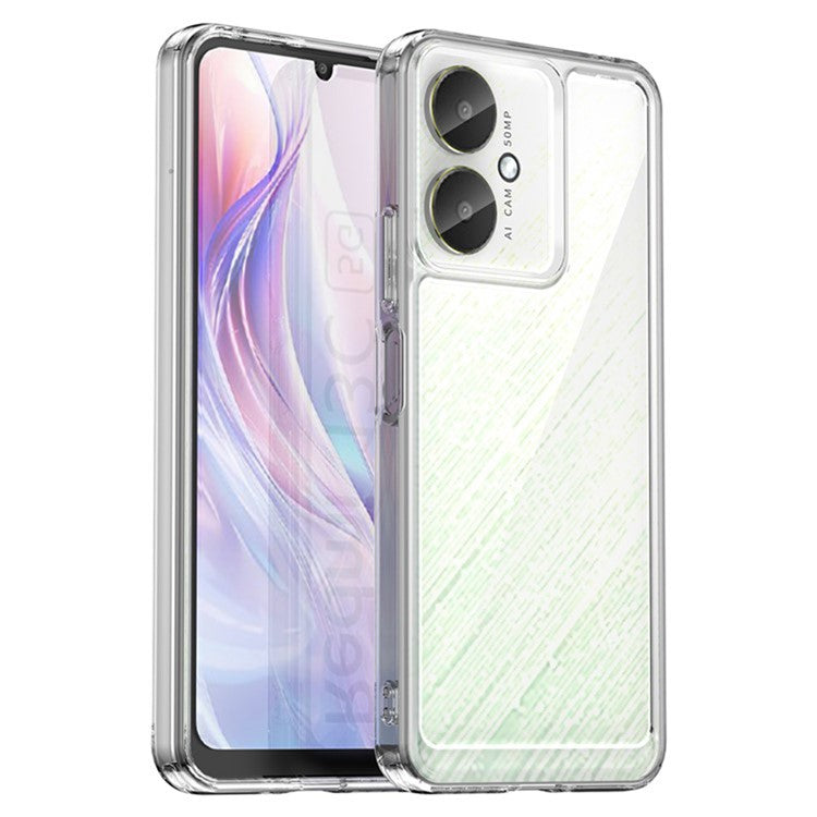 WANLONFENG MF2 Series For Xiaomi Redmi 13C 4G / 13C 5G Case TPU Acrylic Clear Phone Cover with 2Pcs Tempered Glass Film