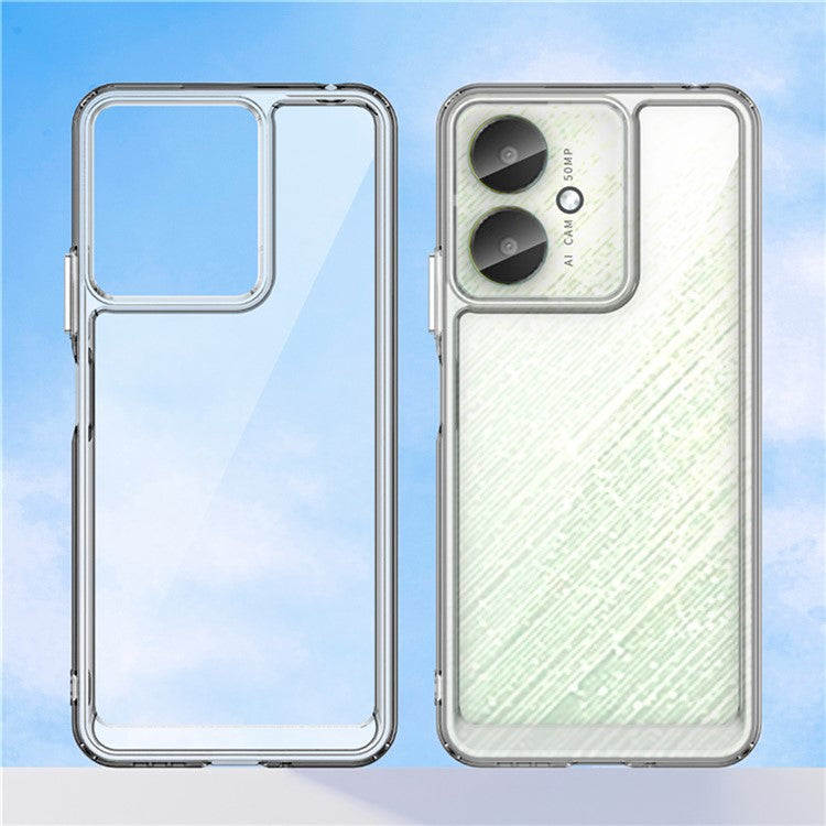 WANLONFENG MF2 Series For Xiaomi Redmi 13C 4G / 13C 5G Case TPU Acrylic Clear Phone Cover with 2Pcs Tempered Glass Film