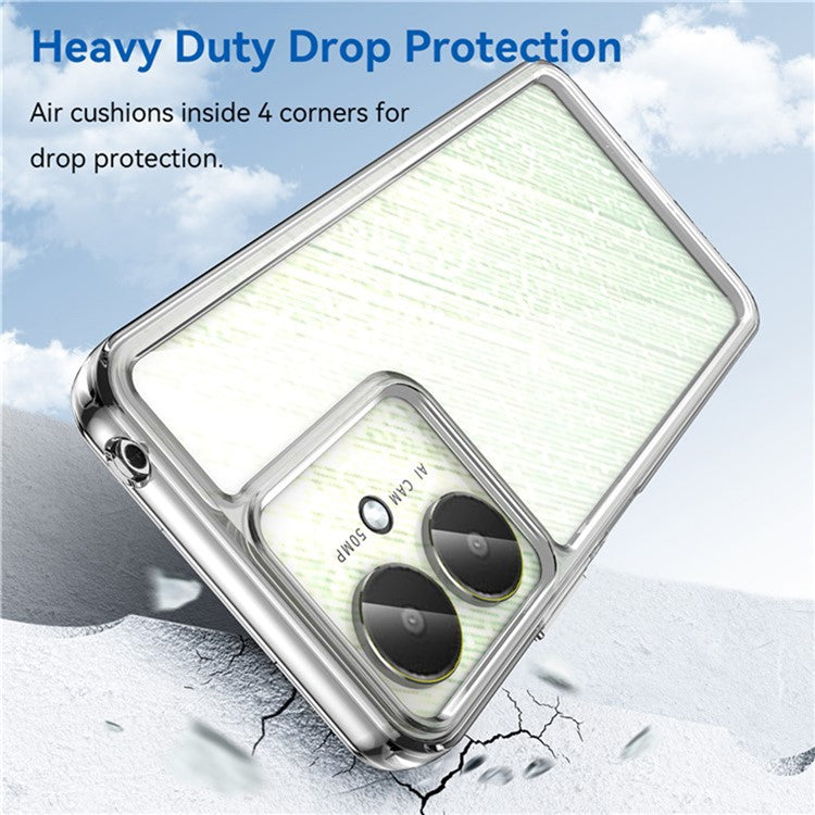 WANLONFENG MF2 Series For Xiaomi Redmi 13C 4G / 13C 5G Case TPU Acrylic Clear Phone Cover with 2Pcs Tempered Glass Film