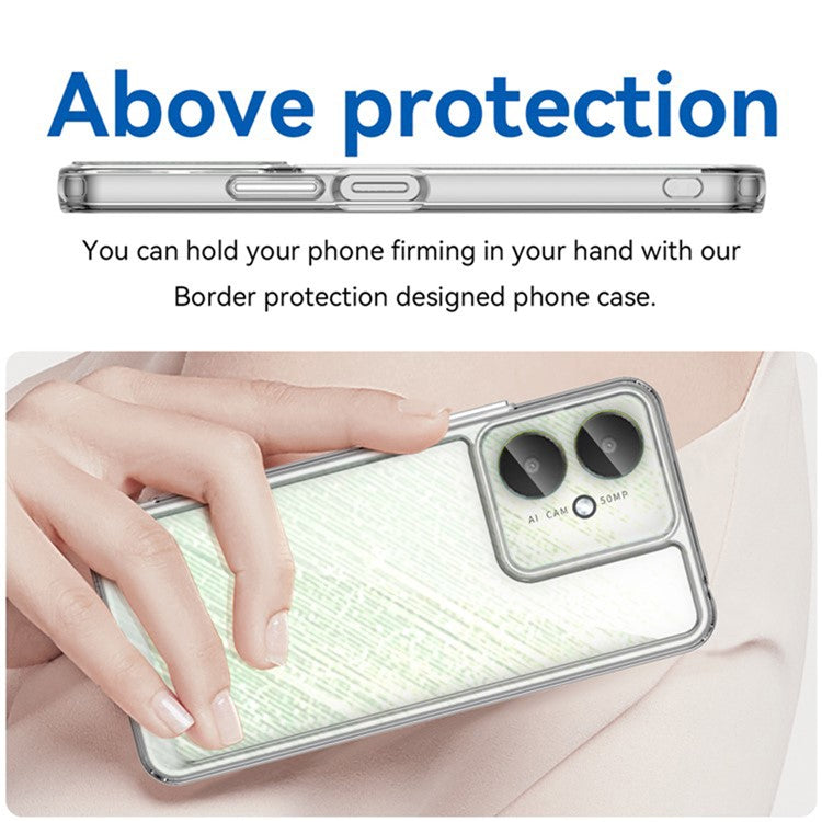 WANLONFENG MF2 Series For Xiaomi Redmi 13C 4G / 13C 5G Case TPU Acrylic Clear Phone Cover with 2Pcs Tempered Glass Film