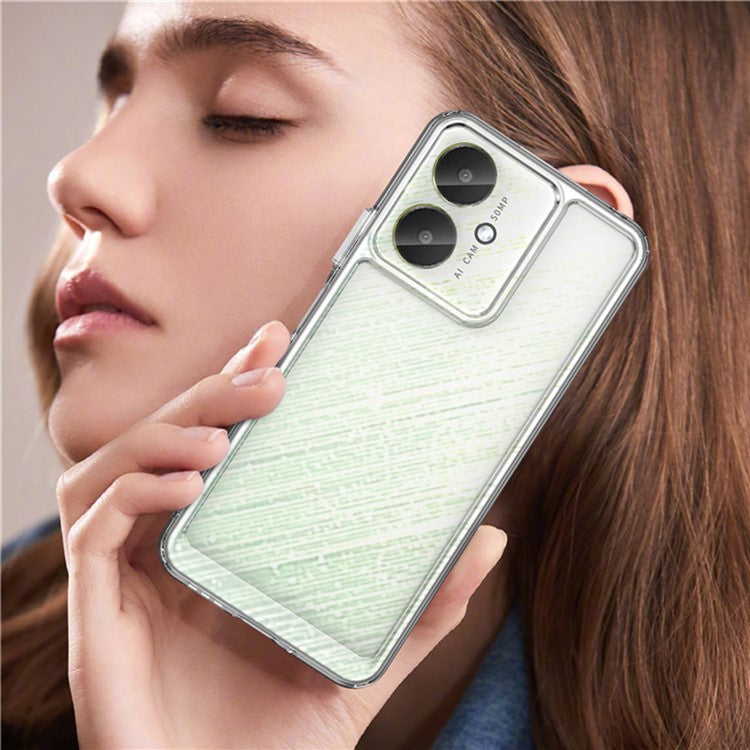 WANLONFENG MF2 Series For Xiaomi Redmi 13C 4G / 13C 5G Case TPU Acrylic Clear Phone Cover with 2Pcs Tempered Glass Film