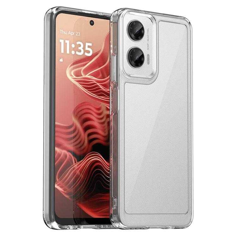 WANLONFENG MF2 Series For Motorola Moto G35 5G Case TPU Acrylic Clear Phone Cover with 2Pcs Tempered Glass Film