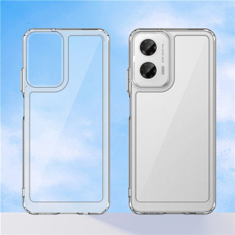 WANLONFENG MF2 Series For Motorola Moto G35 5G Case TPU Acrylic Clear Phone Cover with 2Pcs Tempered Glass Film