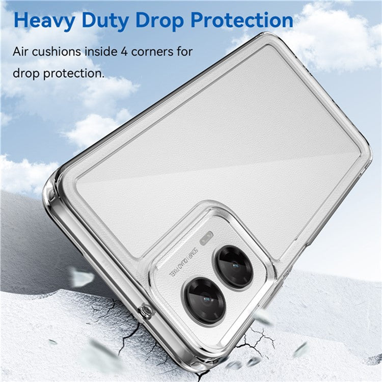 WANLONFENG MF2 Series For Motorola Moto G35 5G Case TPU Acrylic Clear Phone Cover with 2Pcs Tempered Glass Film
