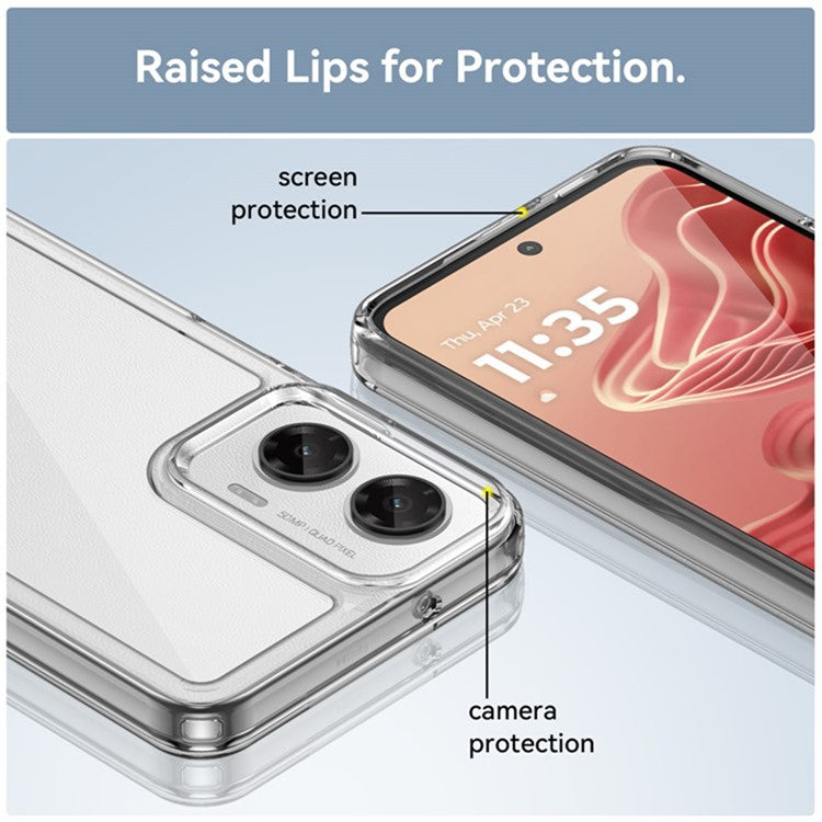 WANLONFENG MF2 Series For Motorola Moto G35 5G Case TPU Acrylic Clear Phone Cover with 2Pcs Tempered Glass Film