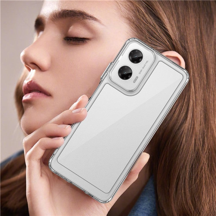 WANLONFENG MF2 Series For Motorola Moto G35 5G Case TPU Acrylic Clear Phone Cover with 2Pcs Tempered Glass Film