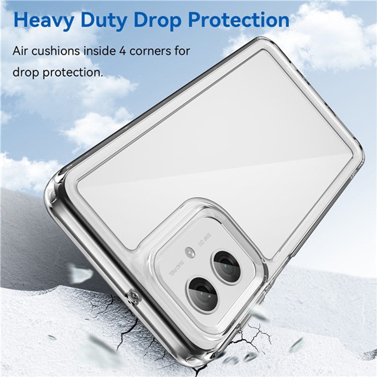WANLONFENG MF2 Series For Motorola Moto G55 5G Case TPU Acrylic Clear Phone Cover with 2Pcs Tempered Glass Film