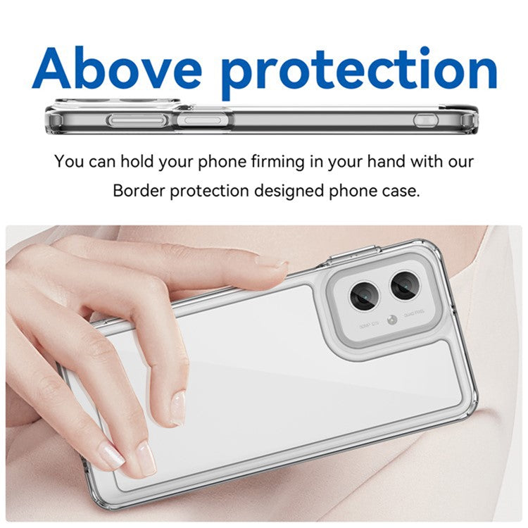 WANLONFENG MF2 Series For Motorola Moto G55 5G Case TPU Acrylic Clear Phone Cover with 2Pcs Tempered Glass Film