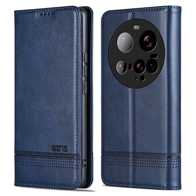 AZNS For Xiaomi 15 Ultra Case Cowhide Texture PU Leather Wallet Phone Cover - Blue