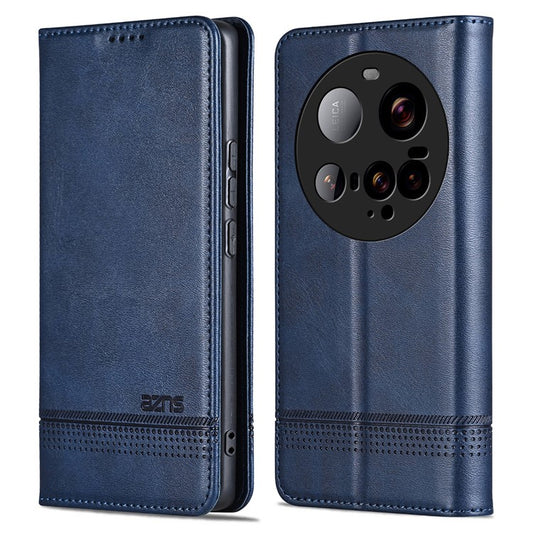 AZNS For Xiaomi 15 Ultra Case Cowhide Texture PU Leather Wallet Phone Cover - Blue