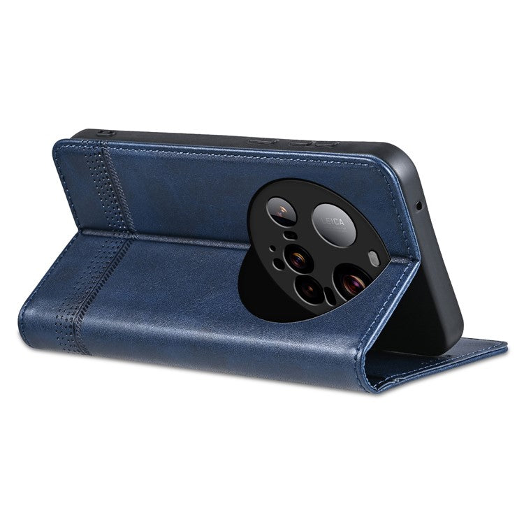 AZNS For Xiaomi 15 Ultra Case Cowhide Texture PU Leather Wallet Phone Cover - Blue