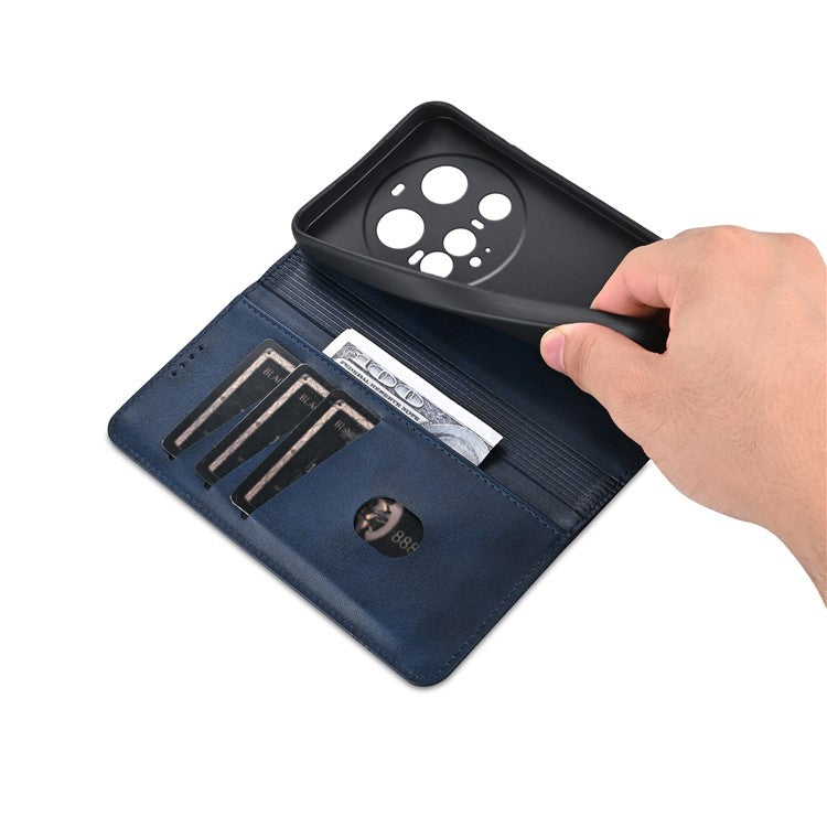 AZNS For Xiaomi 15 Ultra Case Cowhide Texture PU Leather Wallet Phone Cover - Blue