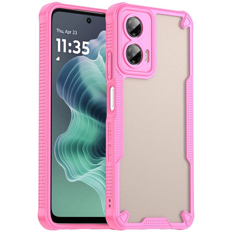 WANLONFENG MFFJ2 Series For Motorola Moto G35 5G Back Cover with 2PCS Tempered Glass TPU + Acrylic Phone Case - Pink