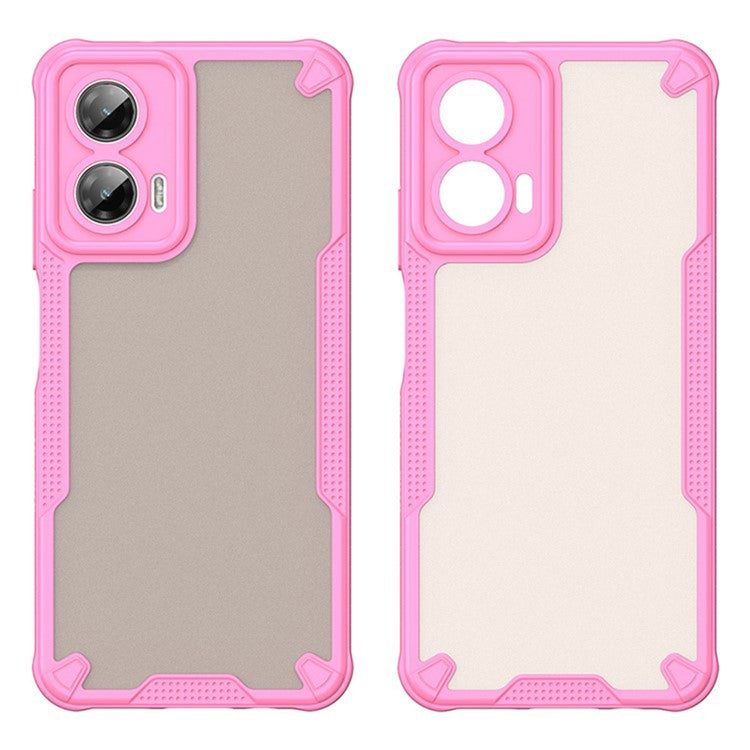 WANLONFENG MFFJ2 Series For Motorola Moto G35 5G Back Cover with 2PCS Tempered Glass TPU + Acrylic Phone Case - Pink