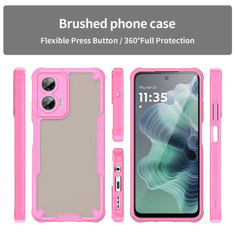 WANLONFENG MFFJ2 Series For Motorola Moto G35 5G Back Cover with 2PCS Tempered Glass TPU + Acrylic Phone Case - Pink